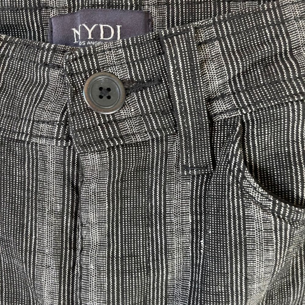 NYDJ Black Striped Linen Blend Trouser Pants‎ Sz 0 - Picture 11 of 13